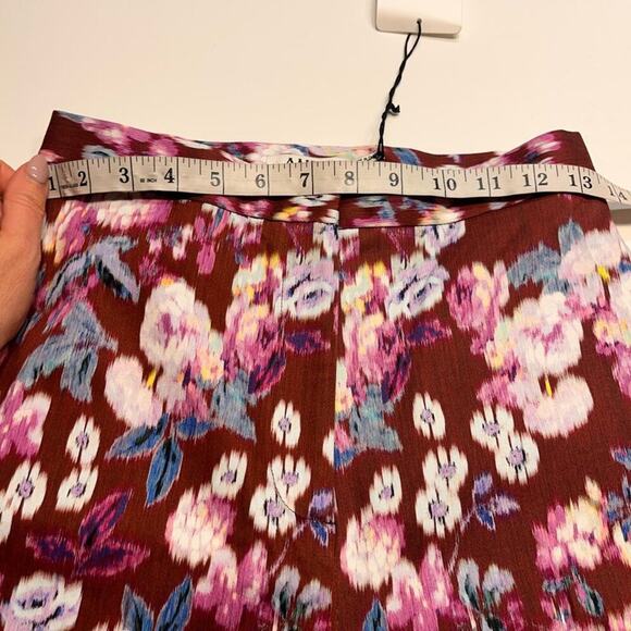 NWT AMUR Joan Floral Flare Pants in Bordeaux Size 2 MSRP $298 - Picture 9 of 11